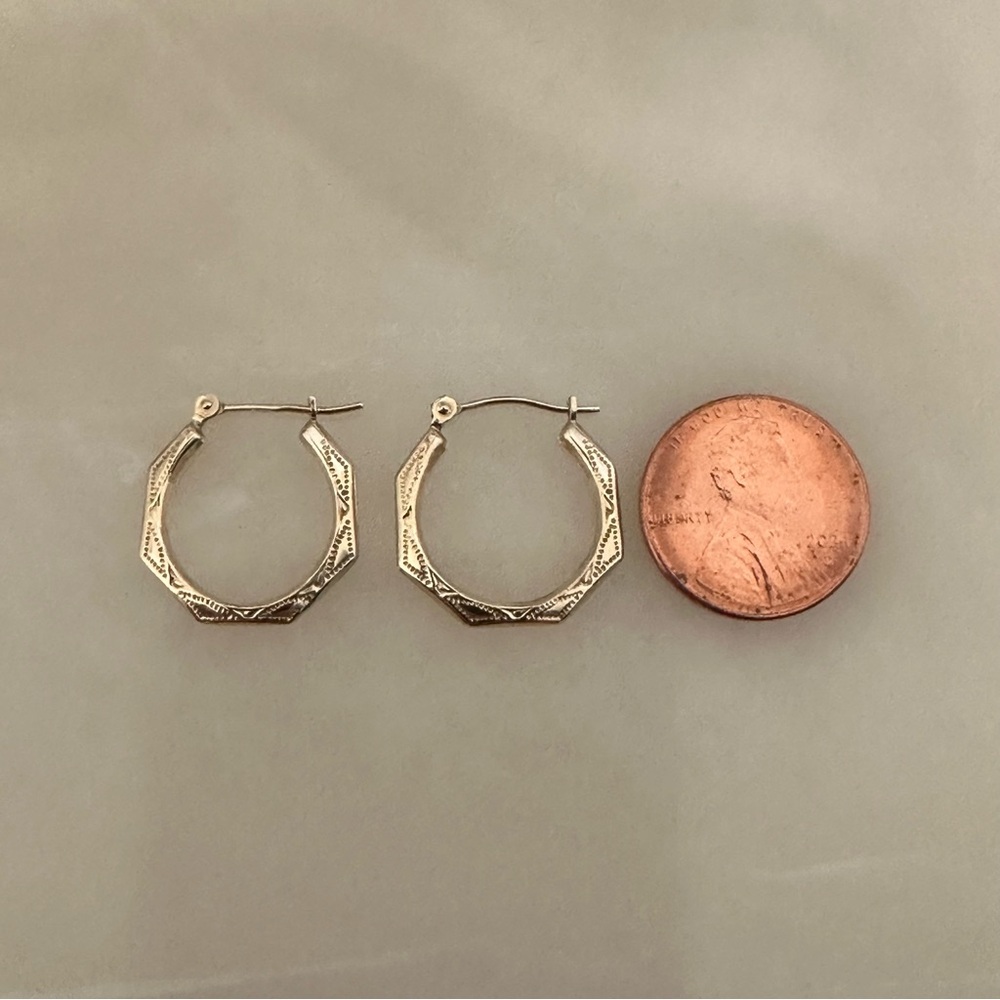 14k Solid Gold Hoop Earrings - Picture 5 of 16